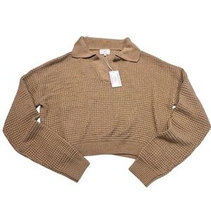 NWT Absolutely Tan Sweater With Collar Size XL
